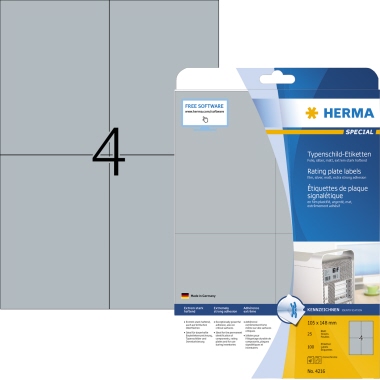 Etikett Herma 4216 105x148mm silber Extrem Stark Haftend, Folie, Matt, Für L