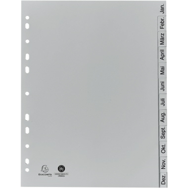 Register Exac. 1812B A4+ Jan-Dez PP grau 
