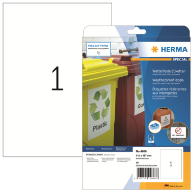 Etikett Herma 4866 210x297mm wetterfest Inkjet