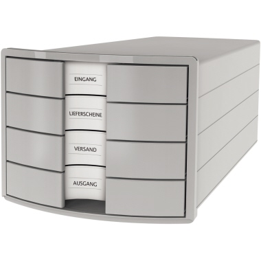 Schubladenbox HAN 1012 C4 4F lichtgrau Impuls geschlossene Schubladen