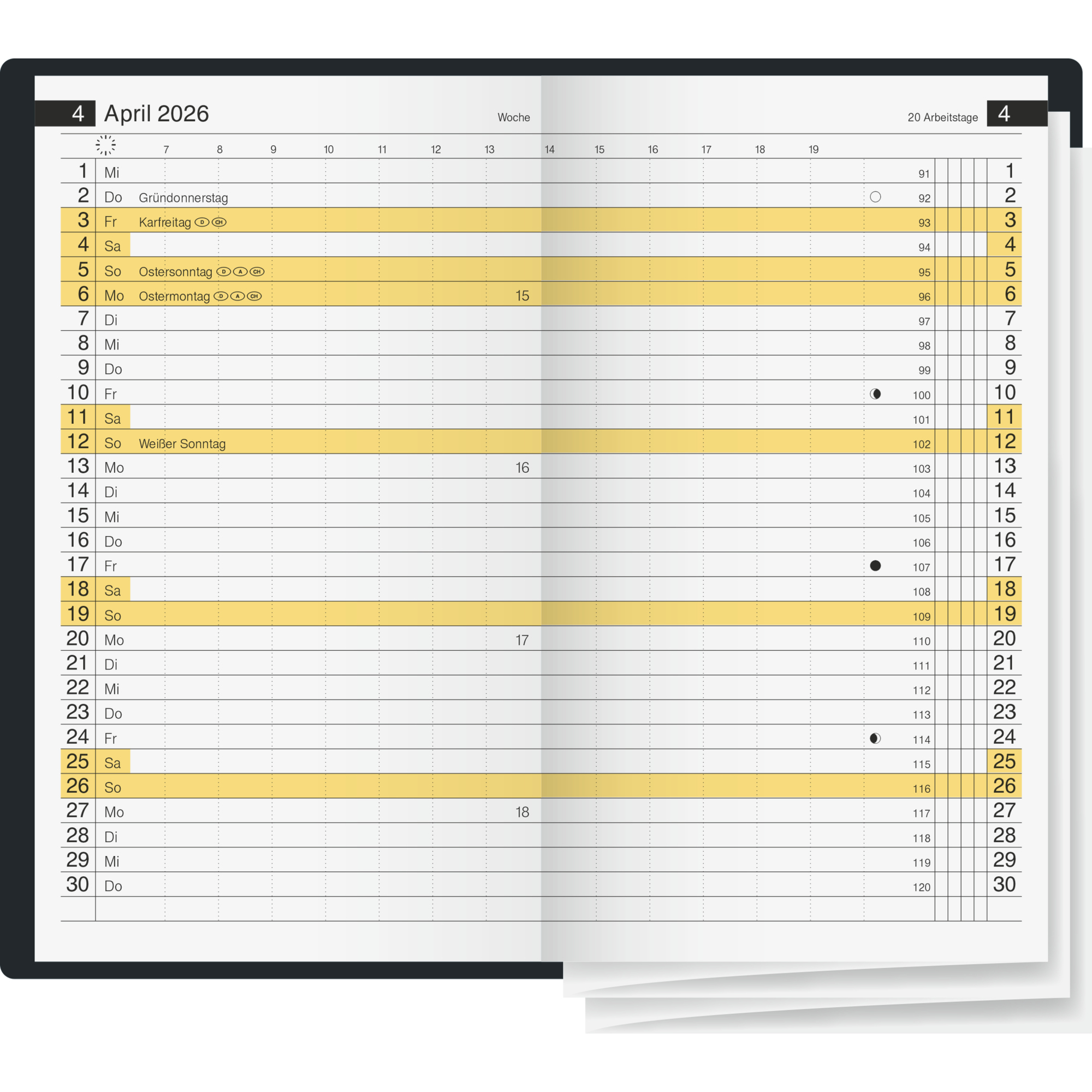 Kalender Mini-Planer 45432 D15 2 Steiten / 1 Monat