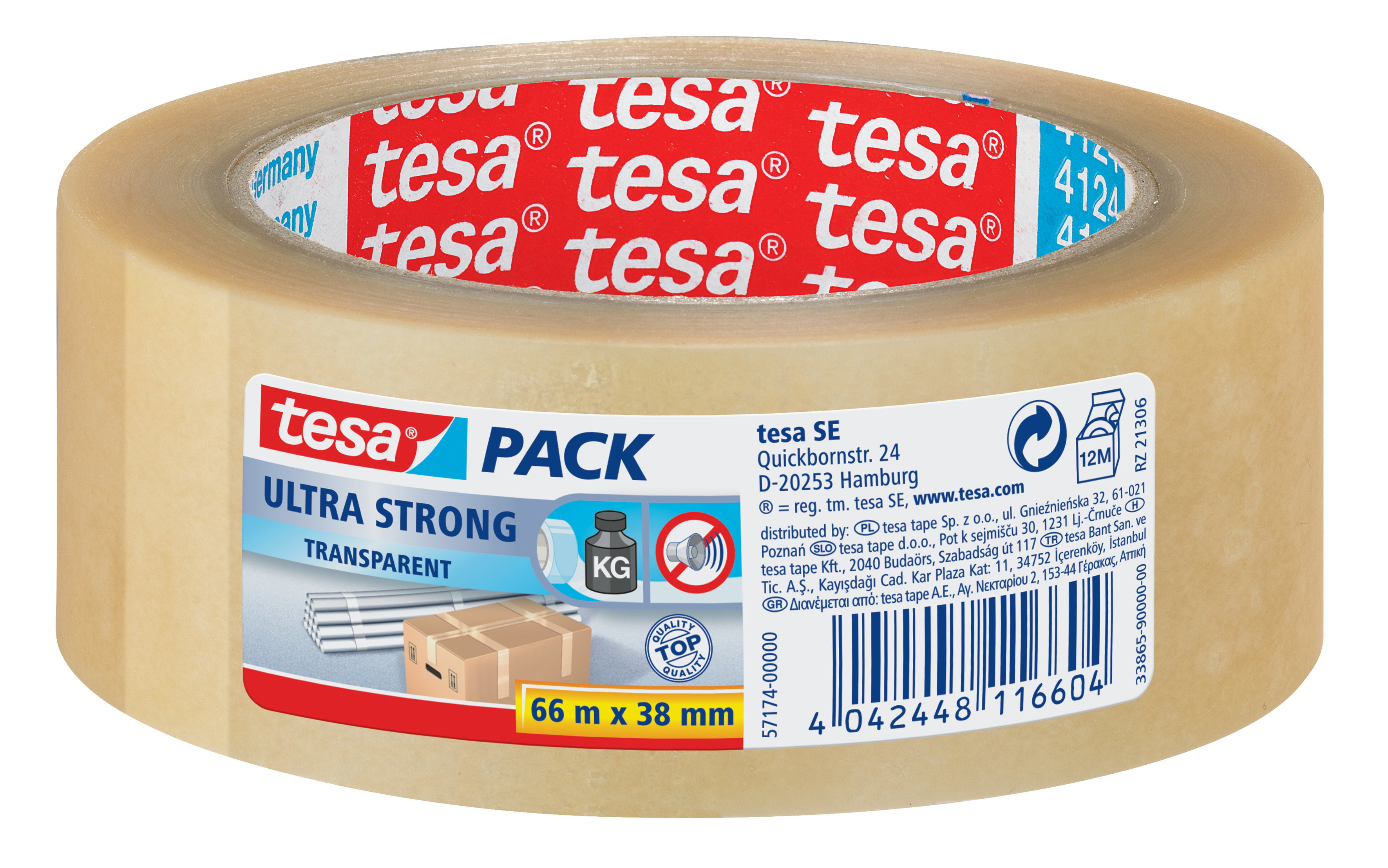 Packband Tesa 57174 66mx38mm transparent Pvc, Ultra Strong, Qualität 4124