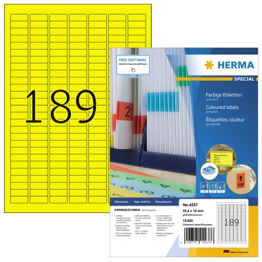 Etikett Herma 4237 25,4x10mm gelb 