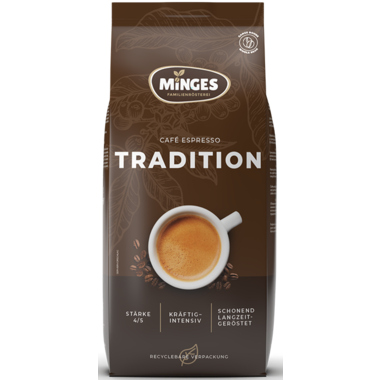 Kaffee Minges Espresso ganze Bohn. 1000g Tradition 1932