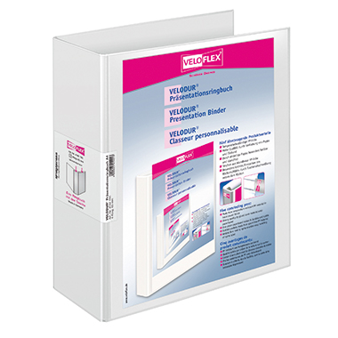 Präsent. Ringbuch VELODUR 41421 A4 weiß 293x315x85 Pp 60mm Füllhöhe