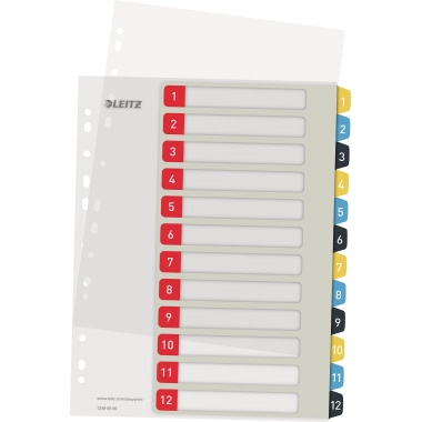 Register Leitz 1248 A4 Maxi 3farbig 1-12 Cosy PC-beschriftbar Pp