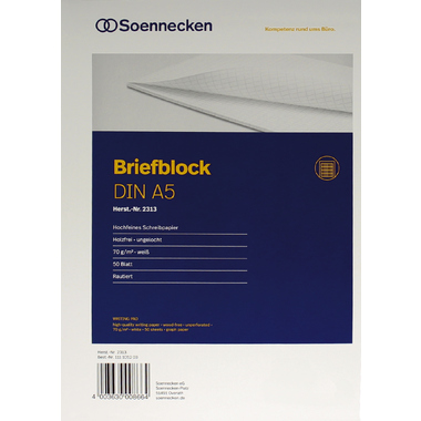 Briefblock Soe A5 50Bl. 70g rautiert 111105203, weiß
