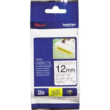 Schriftband Brother TZe-S131 farblos/schwarz 12mm x 8m 