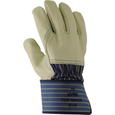 Arbeitshandschuhe Uvex TopGrade8100 Gr.11 Beige/blau 65% Leder 35% Baumwolle