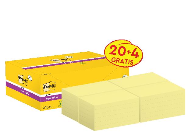 Haftnotizen Post-it 655-SSCY VP24 gelb 127+76mm 20+4 gratis