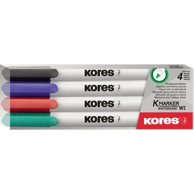 Whiteboardmarker Kores W1 sortiert 6er Etui Rundspitze