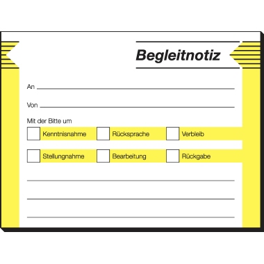 Begleitnotiz Sigel HF142 Haftformular