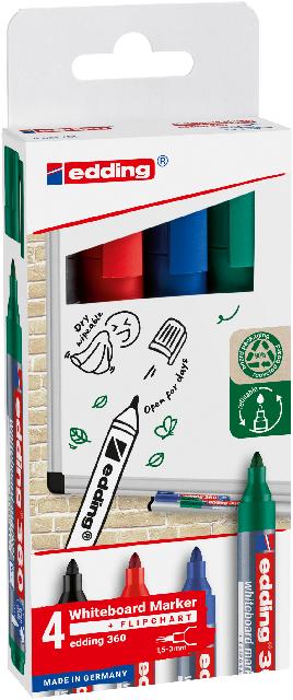 Boardmarker Edding 360 4er Etui 1,5-3mm, Rundspitze, sortierte Farben