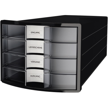 Schubladenbox HAN 1012 C4 4F schw/klar Impuls geschlossene Schubladen
