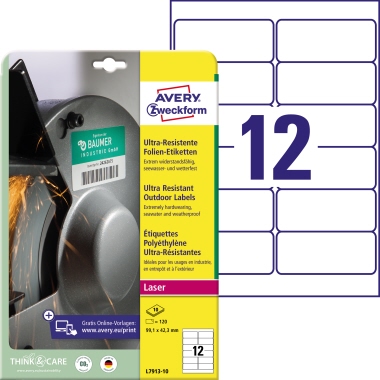 Etikett Avery Zweckform L7913-10 99,1x42,3mm weiß 120 St.