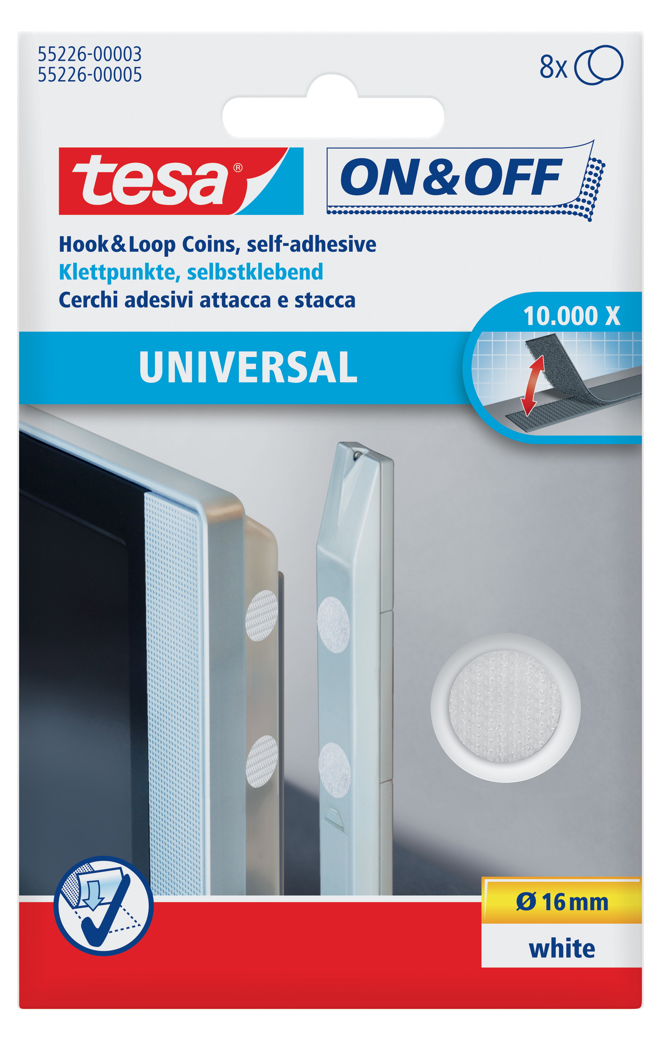 Klettpunkte Tesa 55226 weiß Durch. 16mm 