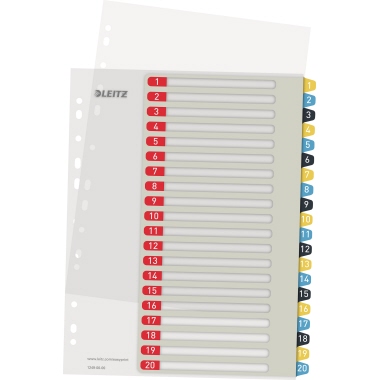 Register Leitz 1249 A4 Maxi 3farbig 1-20 Cosy PC-beschriftbar Pp