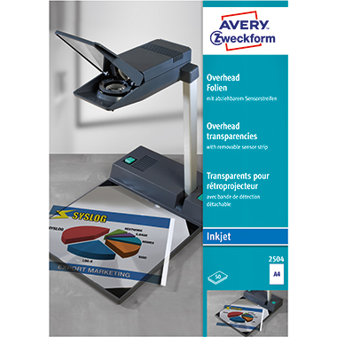 Inkjetfolie Avery Zweckform 2504 A4 0,11mm klar 50 Stück Inkjetfolie Avery Zweckform 2504 A4 0,11mm klar 50 Stück