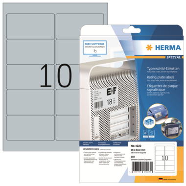 Etikett Herma 4223 96x50,8mm silber Extrem Stark Haftend, Folie, Matt