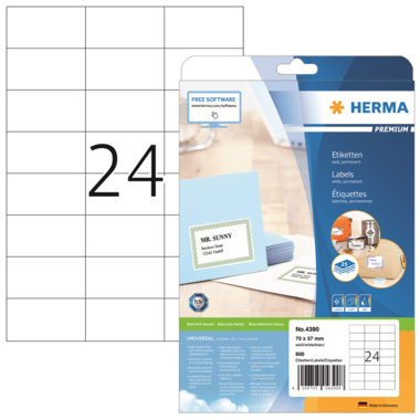 Etikett Herma 4390 70x37mm weiß Premium