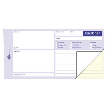 Kurzbrief Zweckf. 1741 1/3 A4 SD 1/3 2x40bl.