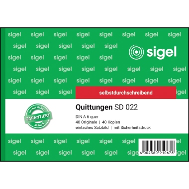 Quittung Sigel SD 022 A6 SD 2x40Bl 0 Einfaches Satzbild