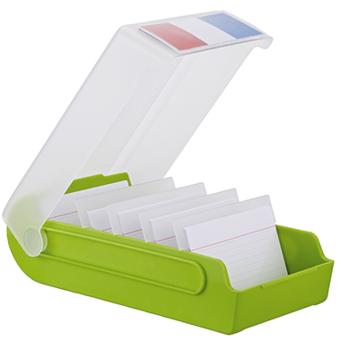 Karteibox Helit H6901159 BeeBox A7 quer Grün-transluzent, Mit 4 Trennstegen