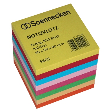Notizklotz 9x9cm 850 Blatt bunt geleimt 