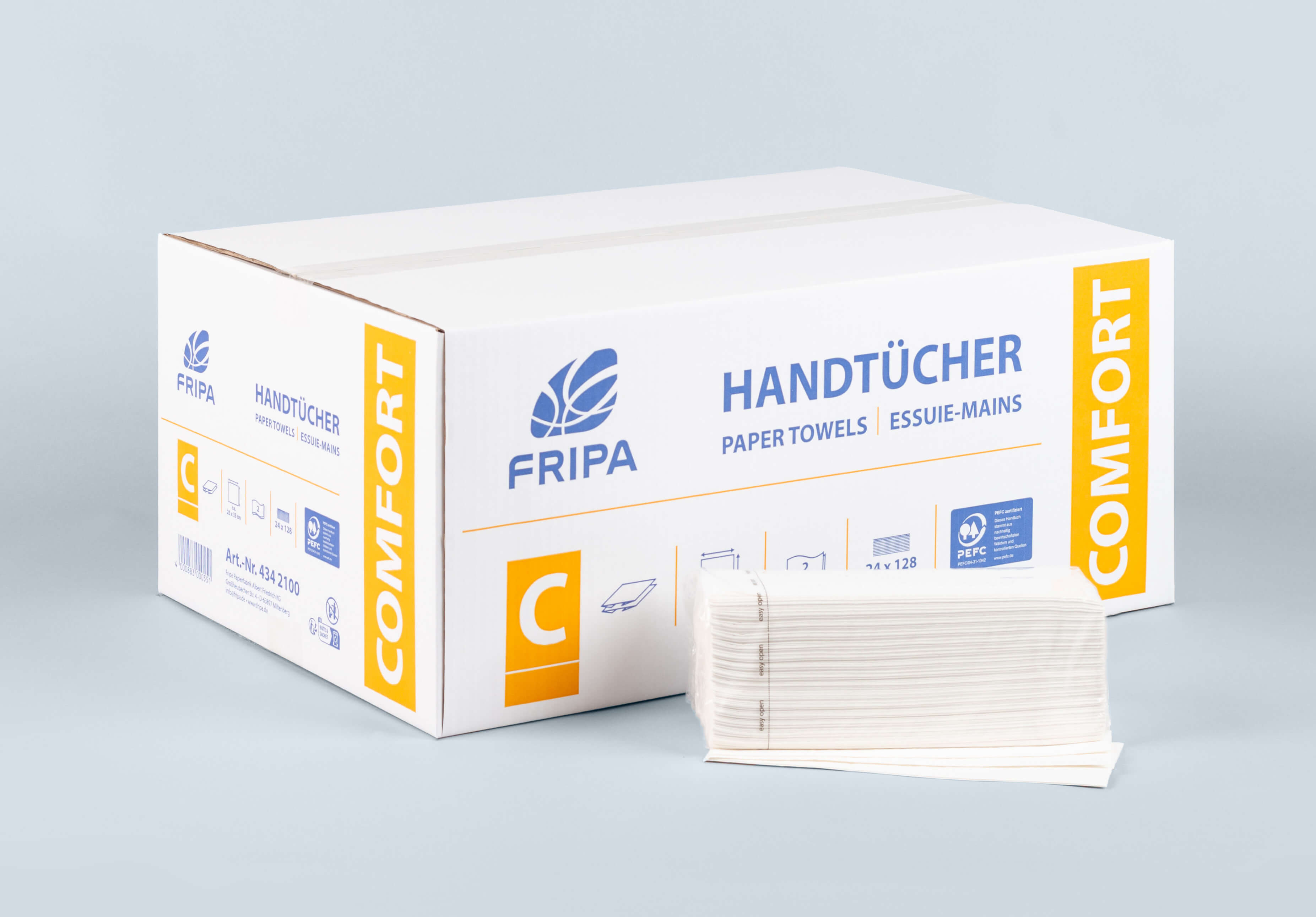 Papierhandt. Fripa 25x33 2lagig hochweiß Papierhandtücher C-falz 4342100