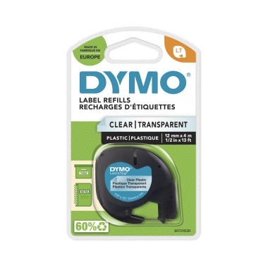 Schriftband DYMO® LetraTag S0721530 transparent/schwarz 12mm x 4m