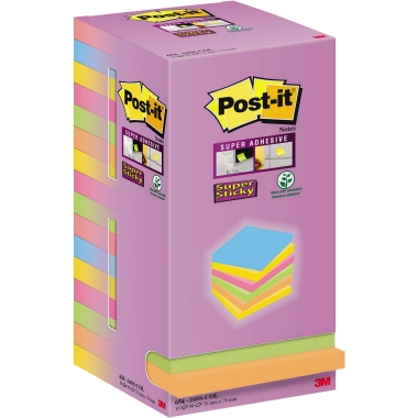 Post-it Super Sticky Notes Tower 76x76mm, farbig