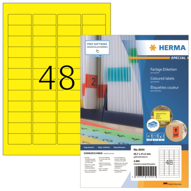 Etikett Herma 4544 45,7x21,2mm gelb Din A4 100 Blatt