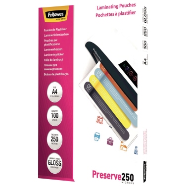 Folientasche FELLOWES A4 216X303mm 250my glänzend 100 St/Pack Preserve