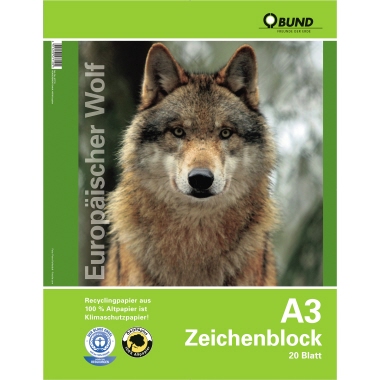 Zeichenblock Bund A3 80g 20 Blatt Recyclingpapier