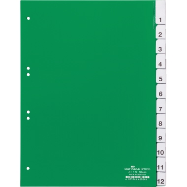Register Durable 6210 A4 1-12 grün 1-12 Kunststoff, Volle Höhe