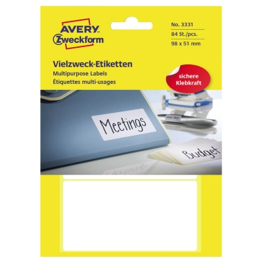 Etikett Avery Zweckform 3331 98x51mm weiß 84 St.