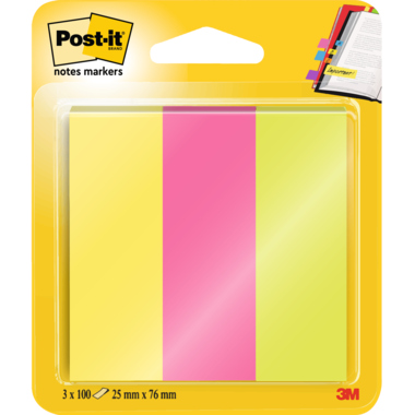Haftmarker Post-it 671-3N 25x76mm Neon 