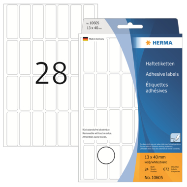 Etikett Herma 10605 13x40mm weiß Vielzweck