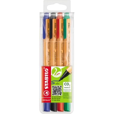 Faserschreiber Stabilo 6088 Greenp. 4er Etui sortiert