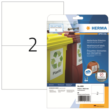 Etikett Herma 4600 210x148mm wetterfest Inkjet