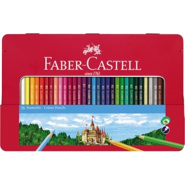 Farbstift Casell Classic 36er Etui Metall, sechskant, sortiert, 115886
