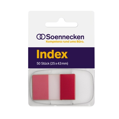 Haftstreifen Soennecken Index 5821 rot 25x43mm 50Streifen Spender
