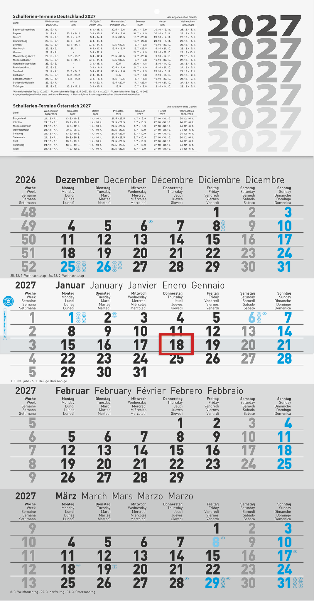 Viermonatskalender Glocken 50-70242 UWS 