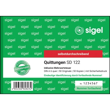 Quittung SIGEL SD122 A6 inkl. MwSt.