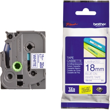Schriftband Brother TZe-243 weiß/blau 18mm x 8m