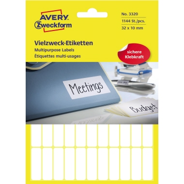 Etikett Zweckf. 3320 32x10mm weiß Vielzweck