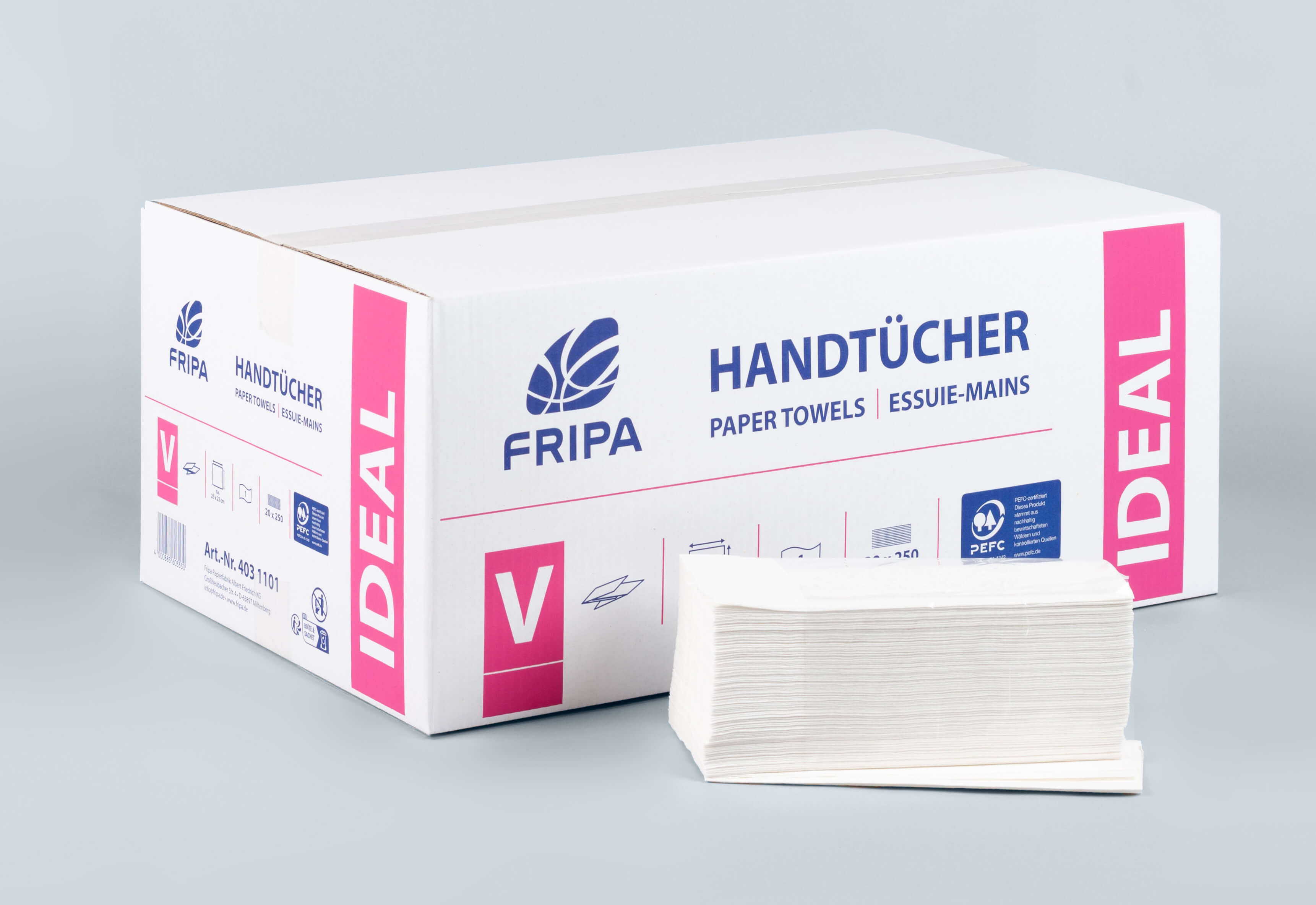 Papierhandt. Fripa Ideal 25x23cm ws 4031101 20x250 Bl./Pack.