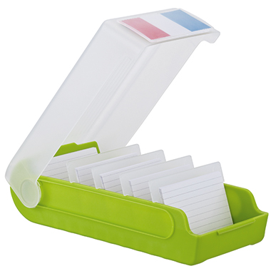 Karteibox Helit H6901059 BeeBox A8 quer Grün-transluzent, Mit 4 Trennstegen