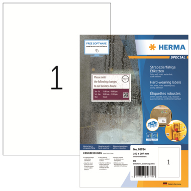 Etikett Herma 10784 210x297mm weiß Wetterfeste Folie, extrem stark haftend