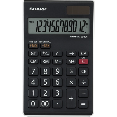 Tischrechner SHARP EL124TWH schwarz 12 stellig, Solar